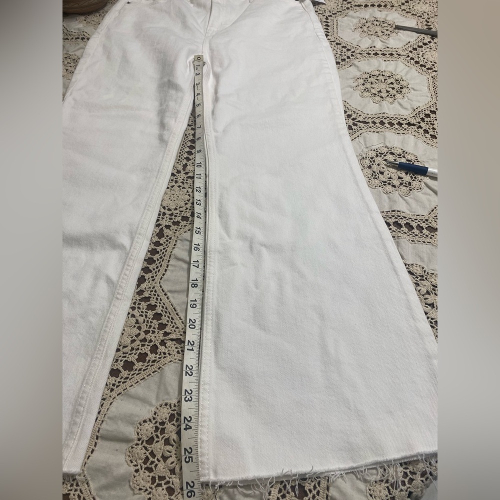NWT Old Navy Calla Lily 451 white high rise Wide-Leg Pants raw hem size 10 - Picture 6 of 7